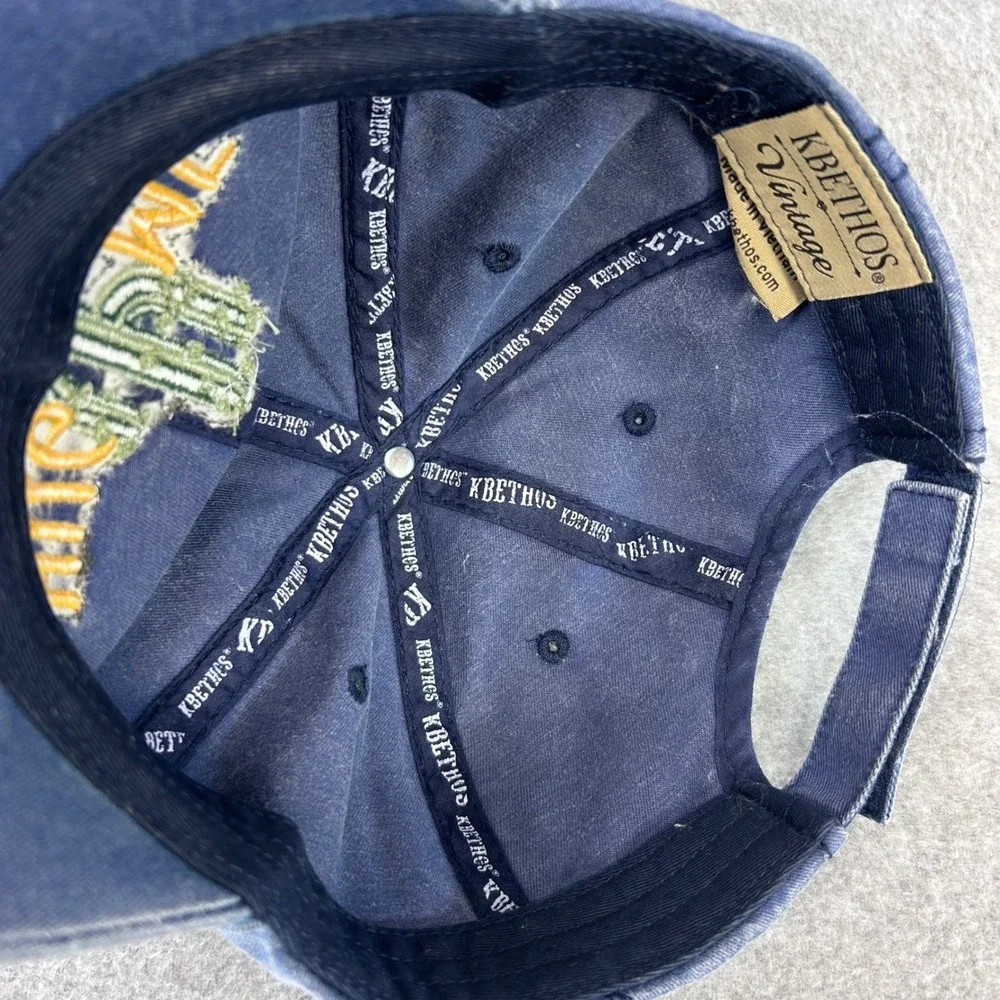 Hug Me Cactus Women Blue KBETHOS Baseball Cap Distressed Denim One Size